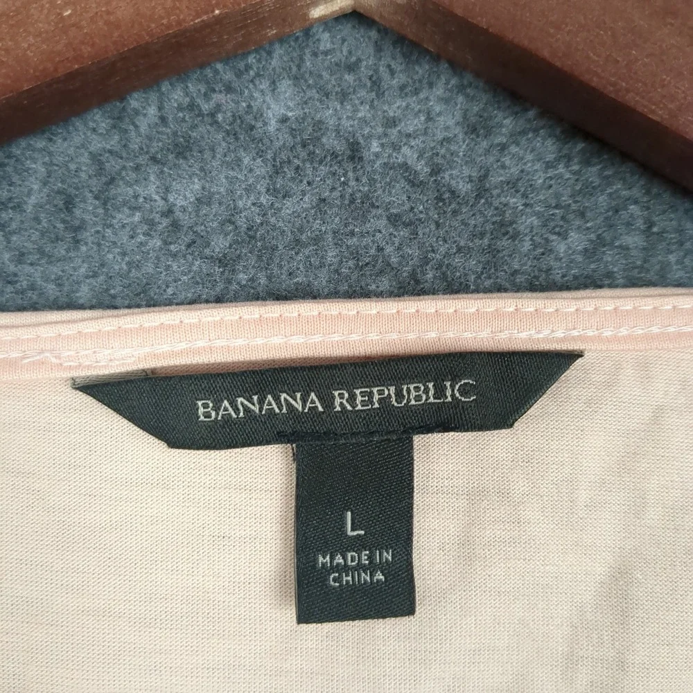 Banana Republic Womens‎ Large Peach Pink Puff Sleeve Scoop Neck Jersey Knit Top